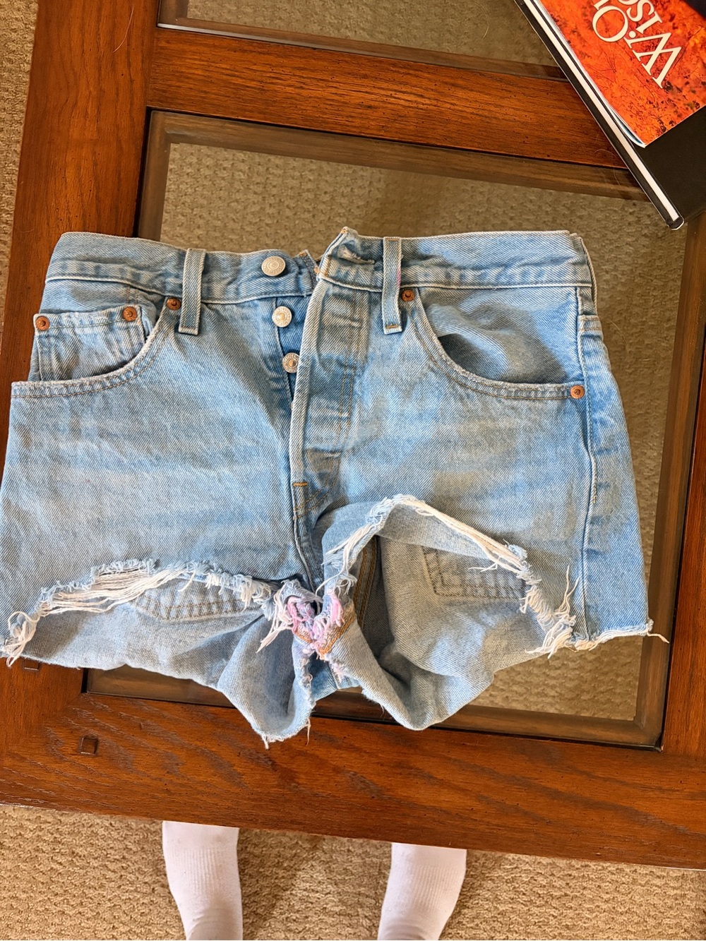 Levi's Light Blue Distressed Denim Cutoff Shorts